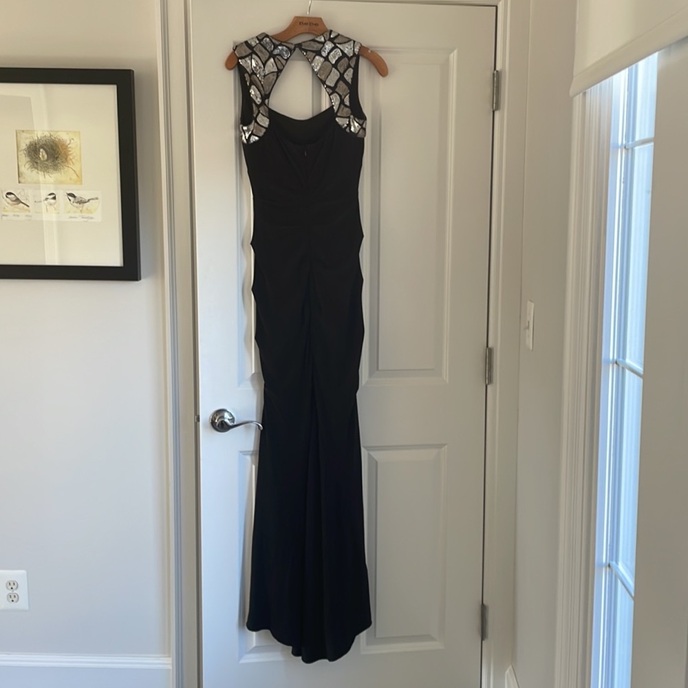 Cache Black And Silver Sequence Evening Gown Ruch… - image 1